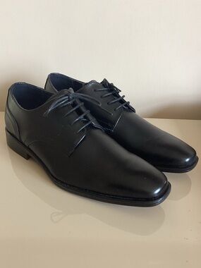 Joseph Abboud Black Leather Lace-Up Derby Shoes